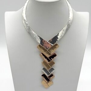 Robert Lee Morris RLM Studio SoHo Hammered‎ Mixed Metal Modernist Necklace